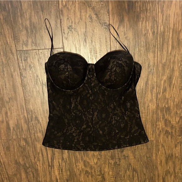 Guess Black And Nude Lace Corset Top Size S - Picture 3 of 6